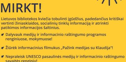 Medijų ir informacinio raštingumo kompetencijų ugdymo programos pristatymas
